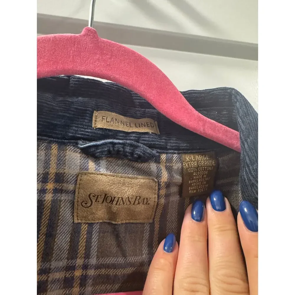 St Johns Bay Flannel Lined Navy Chore Barn Coat - Picture 4 of 10